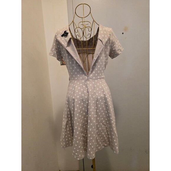 H&M Women's Beige Polka Dot Midi Dress Size M Cotton Stretch - Picture 8 of 12